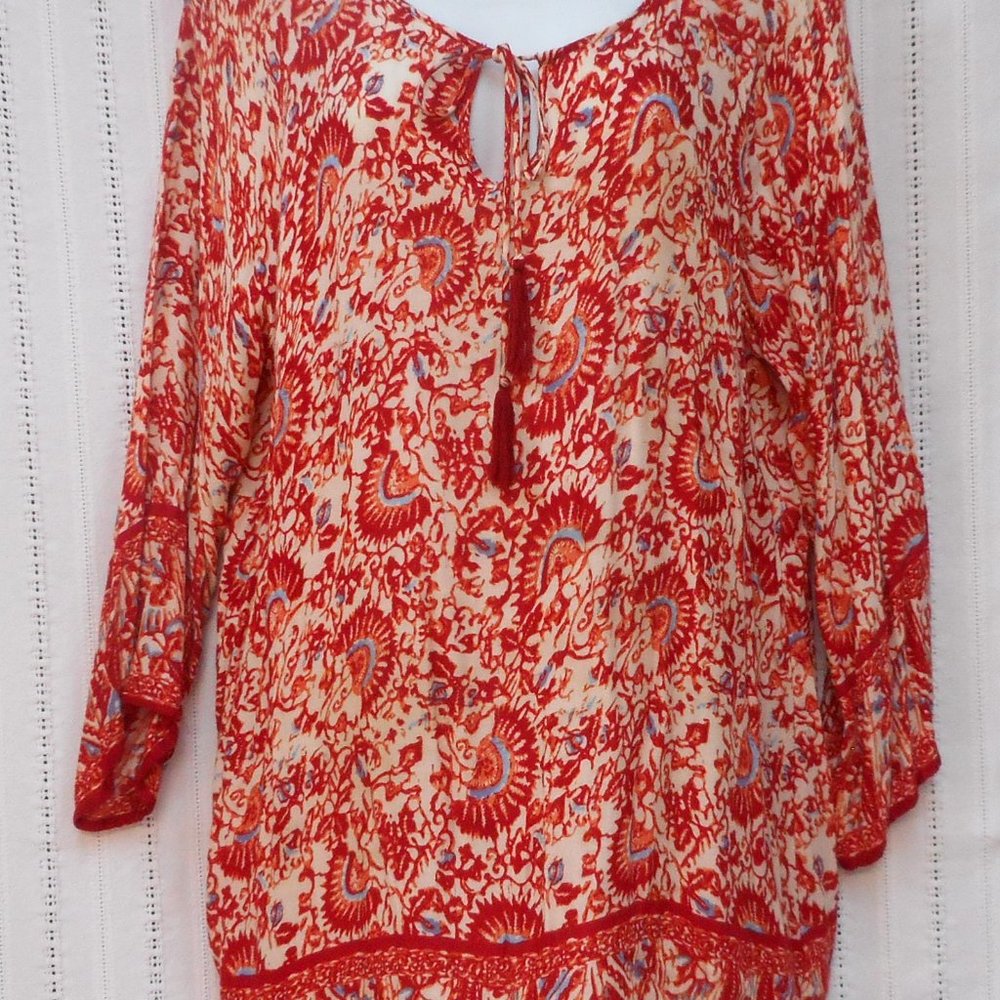 Cynthia Rowley 1X  Print tunic top, bathinghe top is sheer  suit cover-up